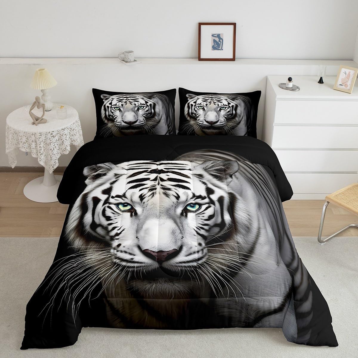 Feelyou Kids Gorilla Comforter Set Twin Size Kids Brown Wild Animal Fabric Bath Curtain with Hooks Nature Wildlife Monkey Decor Quilt 1 Comforter 1 Pillowcase Boys