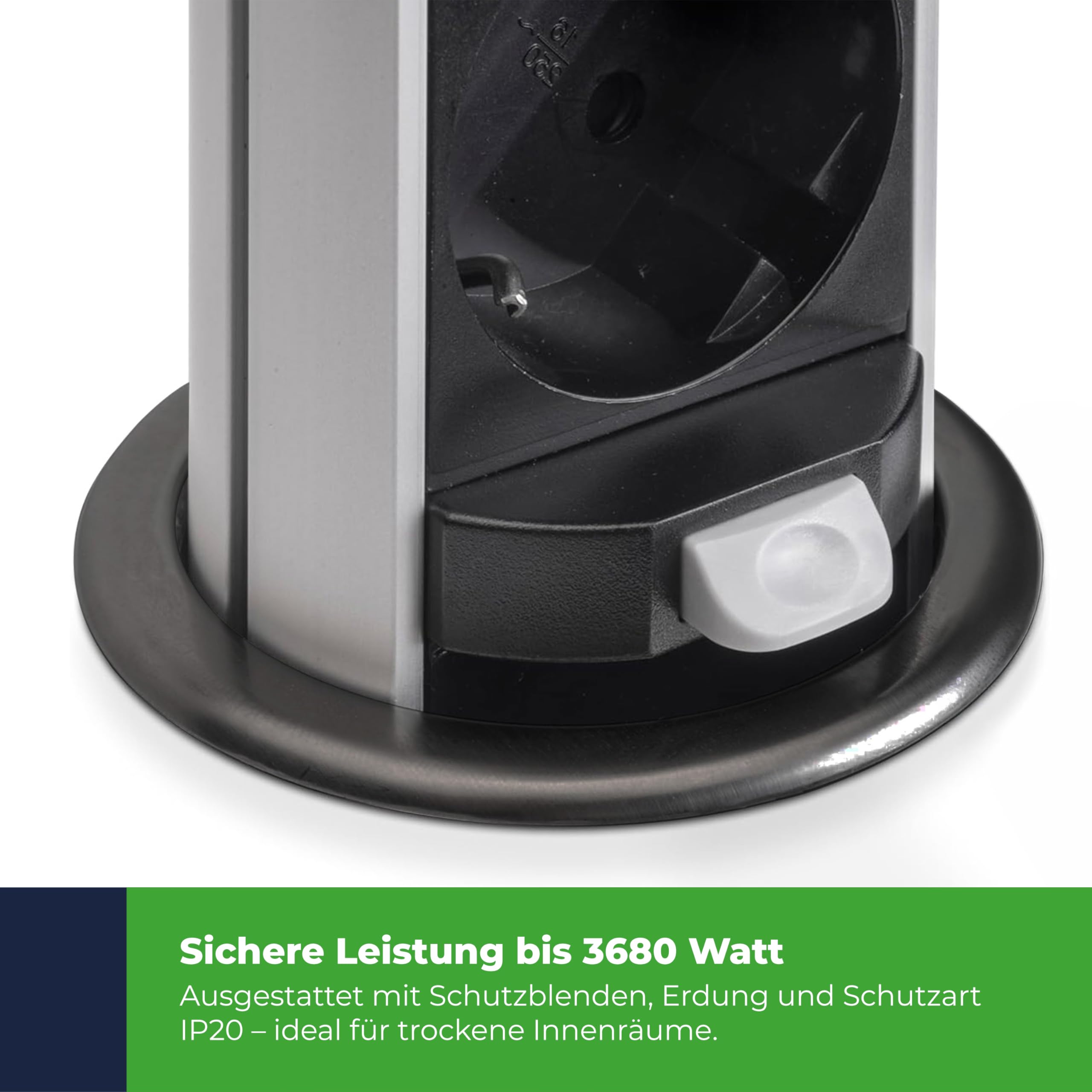 HAND HOME GMZ/S-5 - Enchufe empotrable con 3 enchufes Schuko y 2 USB A - 230 V, 16 A, IP20, enchufe para muebles para escritorio y encimera, color negro