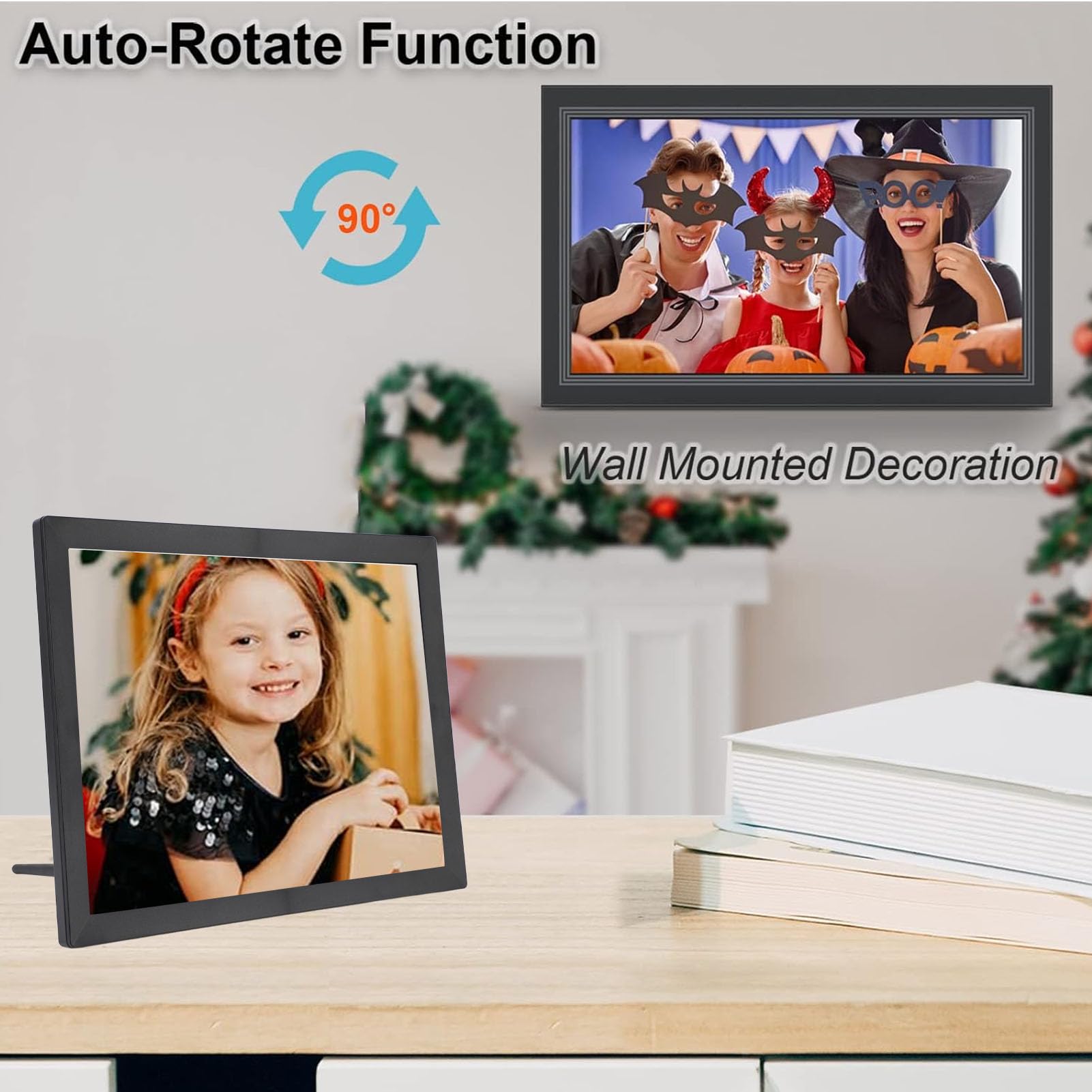 Digitaler Bilderrahmen, 15 Zoll Großer HD Touchscreen, Intelligenter Elektronischer Digitaler Bilderrahmen, Dekorativer, an der Wand Montierbarer Digitaler WiFi Bilderrahmen mit
