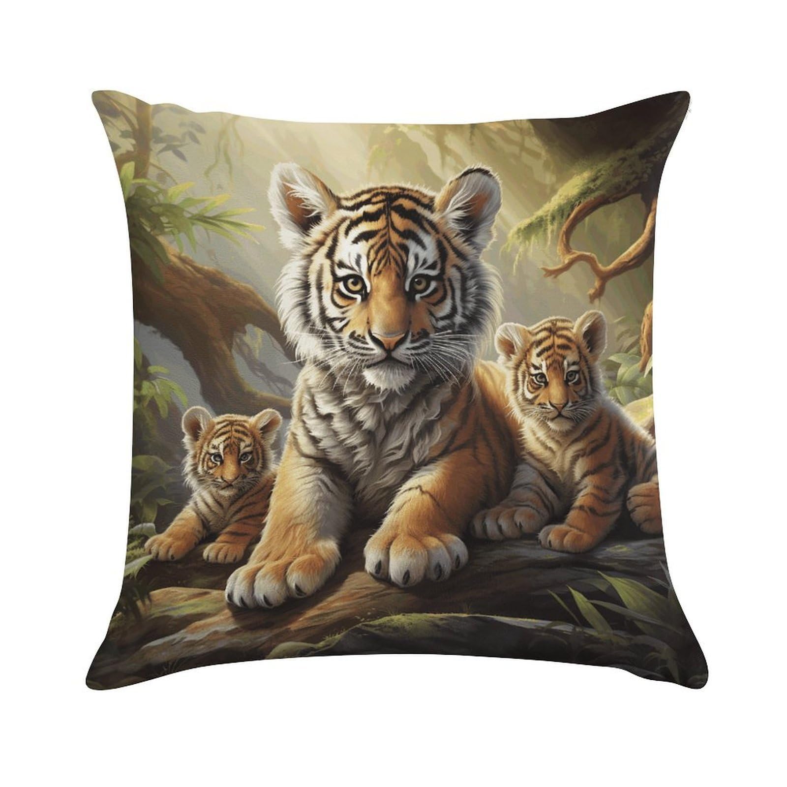 VstaDank Jungle Tigers Cub Throw Pillow Cover Square Lumbar Throw Pillow Case Soft Decorative Cushion Cases Short Plush Pillowcase with Zipper Luxury Cozy Pillows Shams for All Seasons