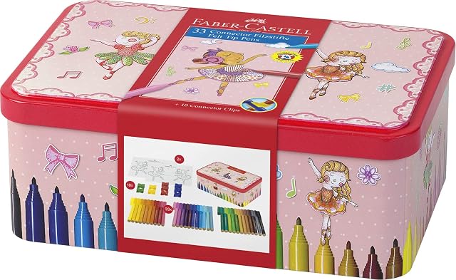 FABER-CASTELL 155534 - Set de rotuladores Connector Ballerina, caja metálica de 33 unidades, lavables, set…