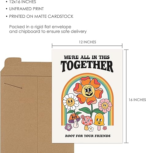 Miniatura 2 de Póster de flores retro, arte de pared hippie groovy, póster retro de los años 60 y 70, arte de pared con cita positiva, bonita decoración de