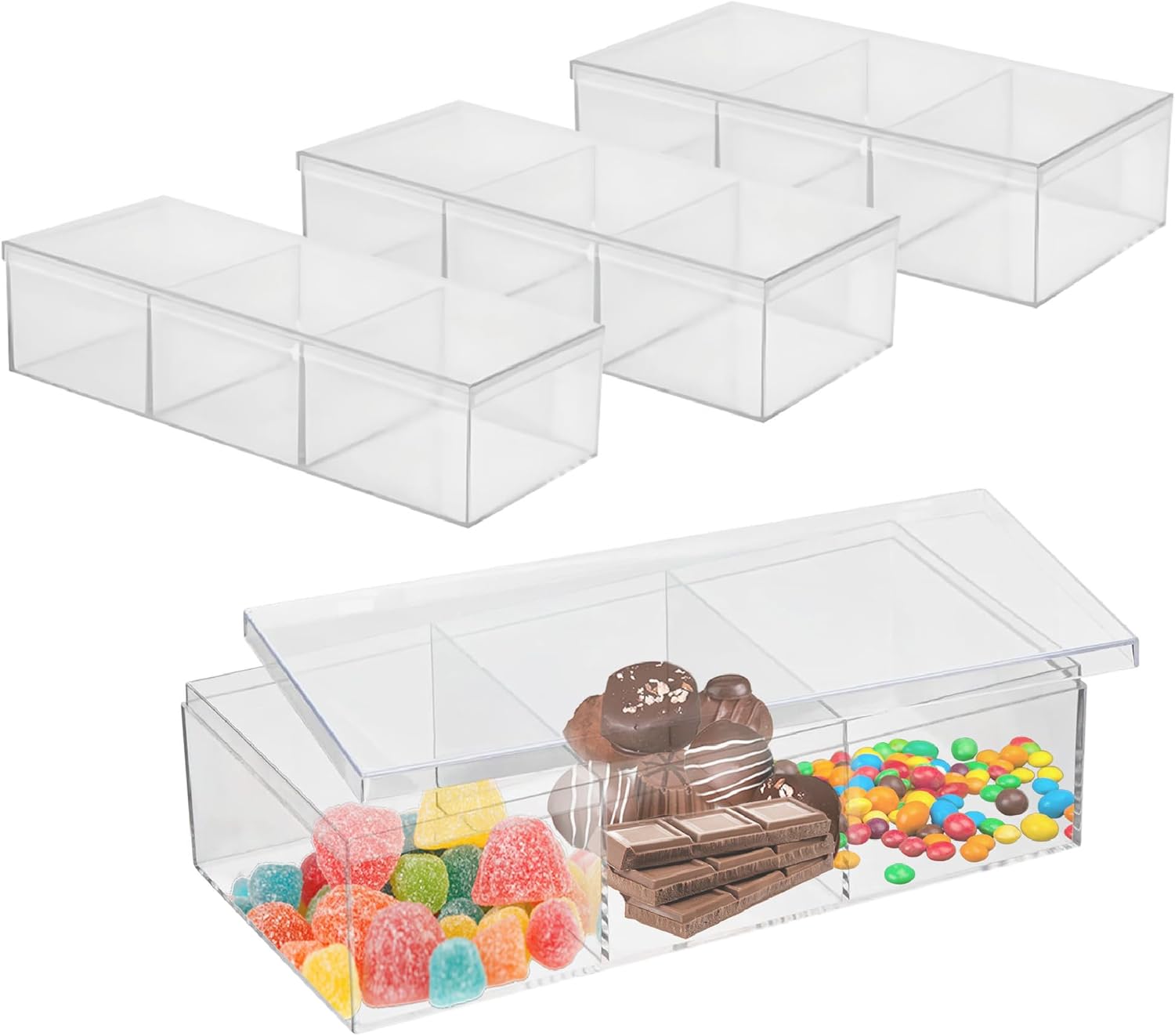 Hammont Caja rectangular de acrílico, contenedores organizadores de estantes, contenedores de almacenamiento transparentes, recuerdos de fiesta de