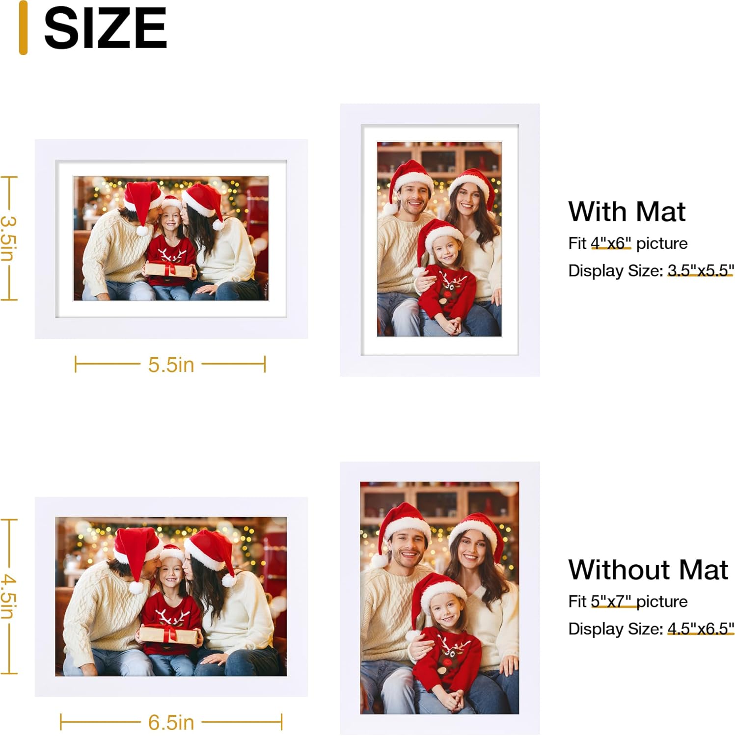 decorUhome 5x7 Picture Frame Set of 10, Display Photos 4x6 with Mat or 5x7 Unmatted for Picture Frames Collage Wall Decor, White - Image 4