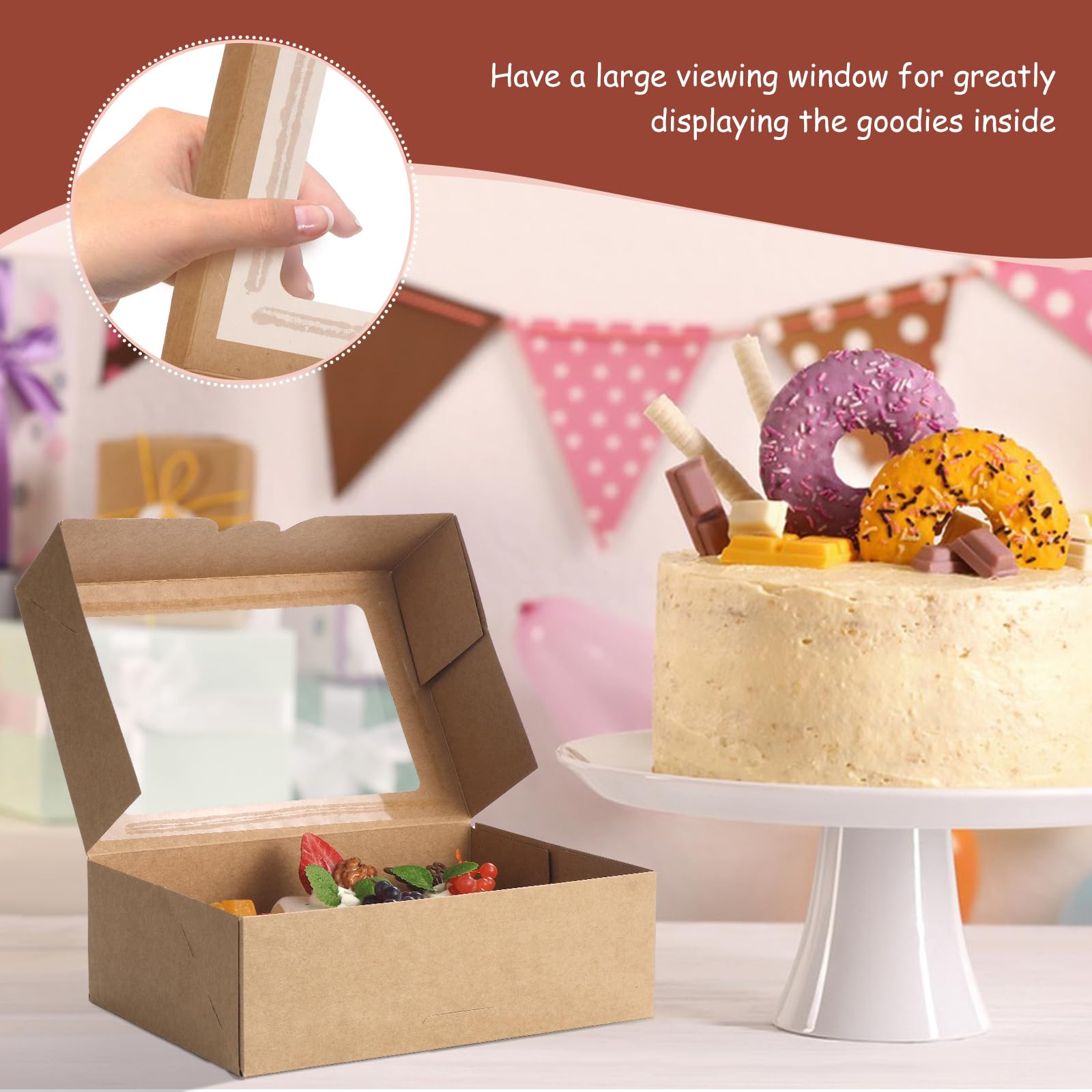 TsunNee 20 scatole per torte a 6 fori, scatole per cupcake con finestra, porta cupcake di carta, scatole di carta da forno, scatole di carta con adesivi per Natale, baby shower, bomboniere