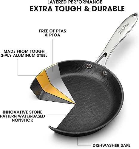 Miniatura 2 de imarku Sartenes antiadherentes  Sartén antiadherente de 12 pulgadas, sartenes grandes antiadherentes aptas para lavavajillas para cocinar con mango