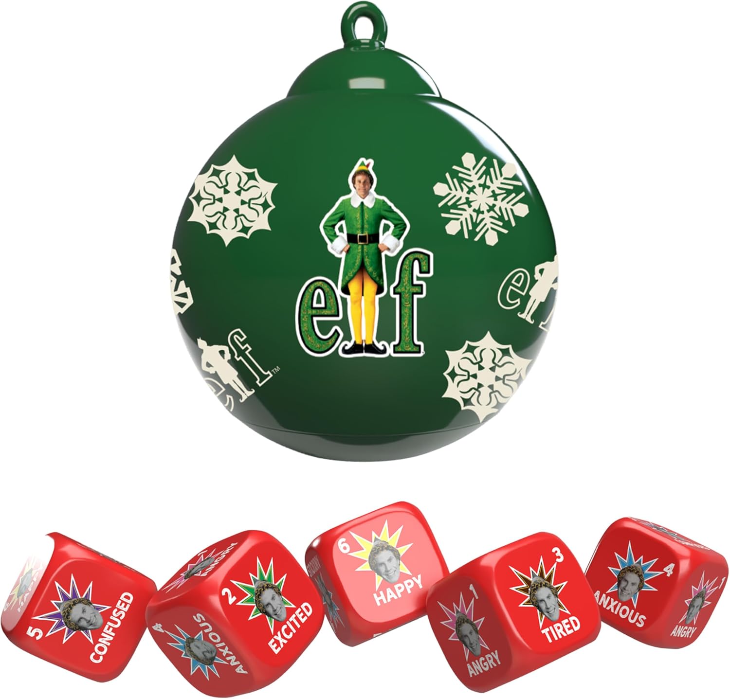 YAHTZEE: Elf Edition, Exclusive Holiday Ornament Cup Featuring Buddy, Roll the dice & Spread the Christmas Spirit, Classic Dice Game for Fans, Adults & Families, Official Elf Merchandise & Collectible