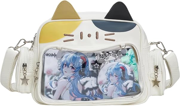 Kawaii Ita Bag Backpack with Insert Cute Cat Crossbody Shoulder Bag Big Capacity Japanese Pin Display Bag Tricolor