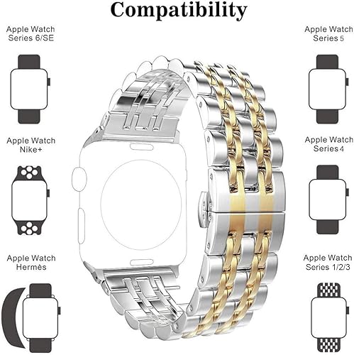 Miniatura 2 de Correa de repuesto para Apple Watch 38 mm, 40 mm, 42 mm, 44 mm, acero inoxidable, metal, Iwatch y iPhone, para Apple Watch Series 654321SE., 7