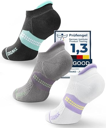 Juclise Womens Coolmax Bamboo Viscose Compression Running No Show Athletic Socks, Anti Blister Moisture Wicking