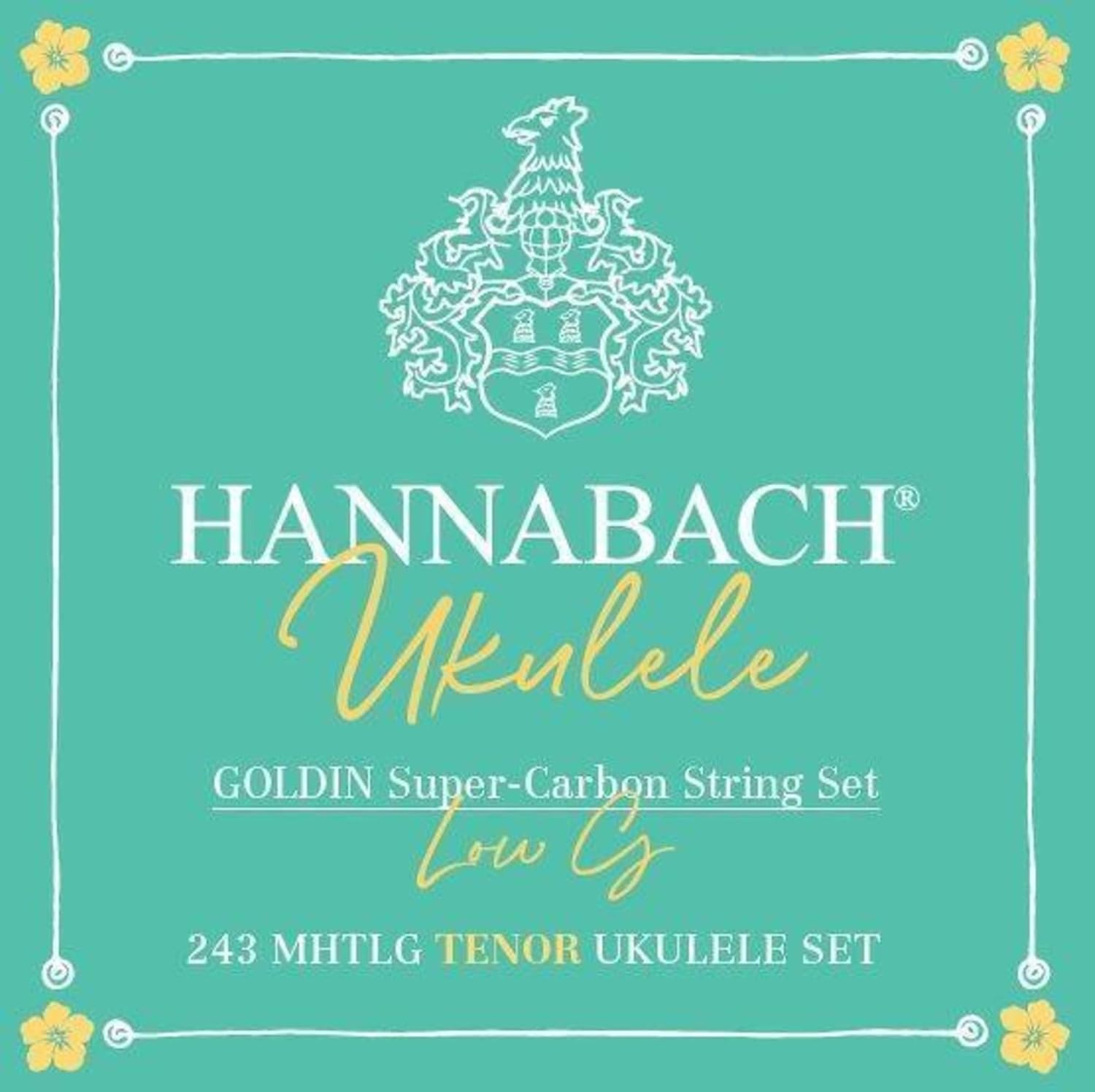 Hannabach 022-.041-243MHTLG Ukulele Strings - Tenor Ukulele Super Carbon Goldin - 4-String Set Low G - Medium High Tension Scale 43 Inches