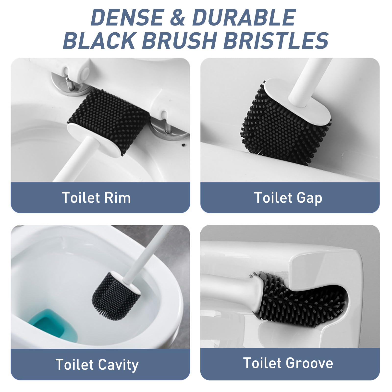 Set di scopino per WC in silicone, set 2 in 1 con scopino per WC e supporto a stantuffo, set di scopino per WC a stantuffo, scopino per WC, set di scopino per WC e set di sturalavandini