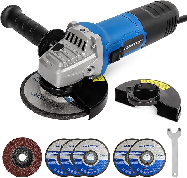 LUXTER Angle Grinder 125mm (5)900W Angle Grinder Corded with Accessory KitCompatible with 125mm&115mm Discs, 12000 RPM, Great for GrindingCutting,Polishing