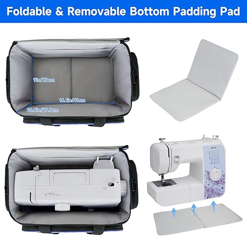 Miniatura 2 de LEFORZ Bolsa de transporte para máquina de coser compatible con la mayoría de cantantes estándar, hermano, Janome con múltiples bolsillos de