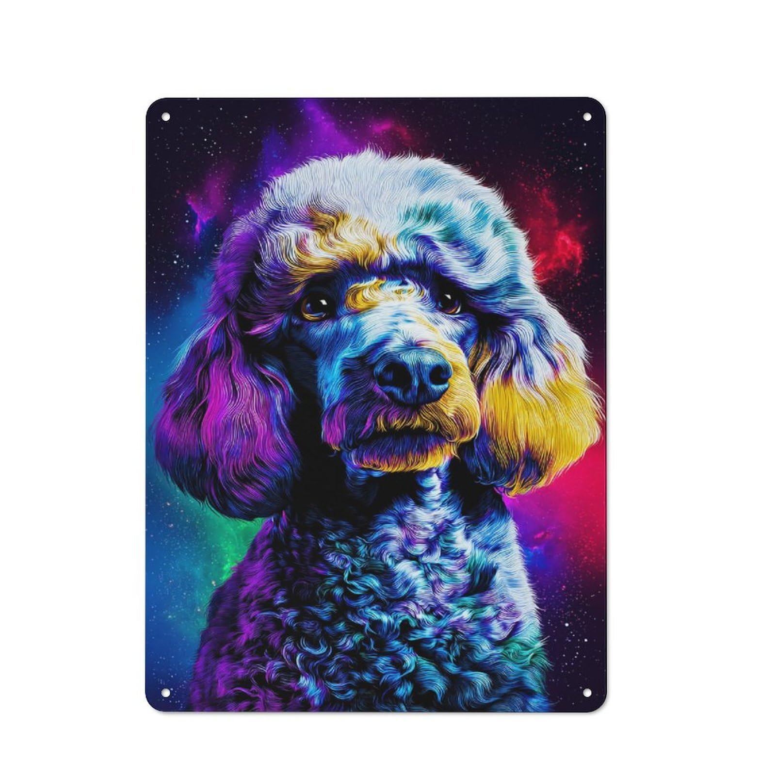 Junmoney Neon Poodle In Space Tin Sign 40X30cm With For Living Room Wall, Retro Decor, Autumn Wall Decor For Living Room Decor Lovers