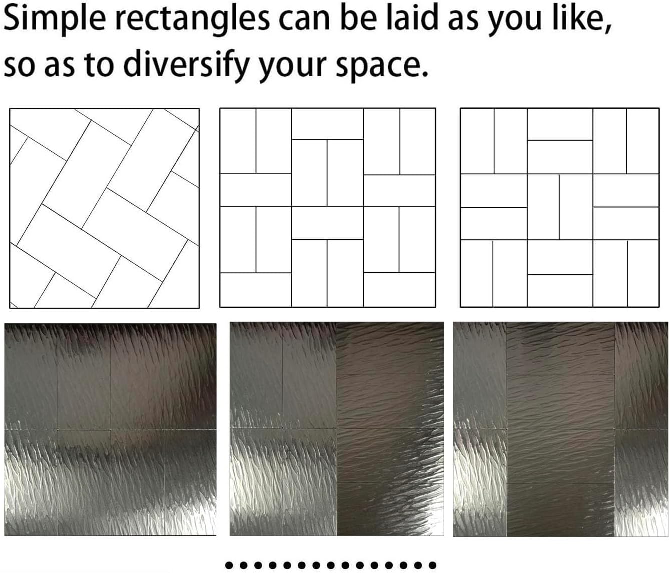 XUANINY 64-Piece Peel and Stick Metal Backsplash Tiles, Self Adhesive Aluminum Mosaic 3D Wall Sticker for Kitchen Subway(3"x6") (Rectangle) (Light Golden, 64)