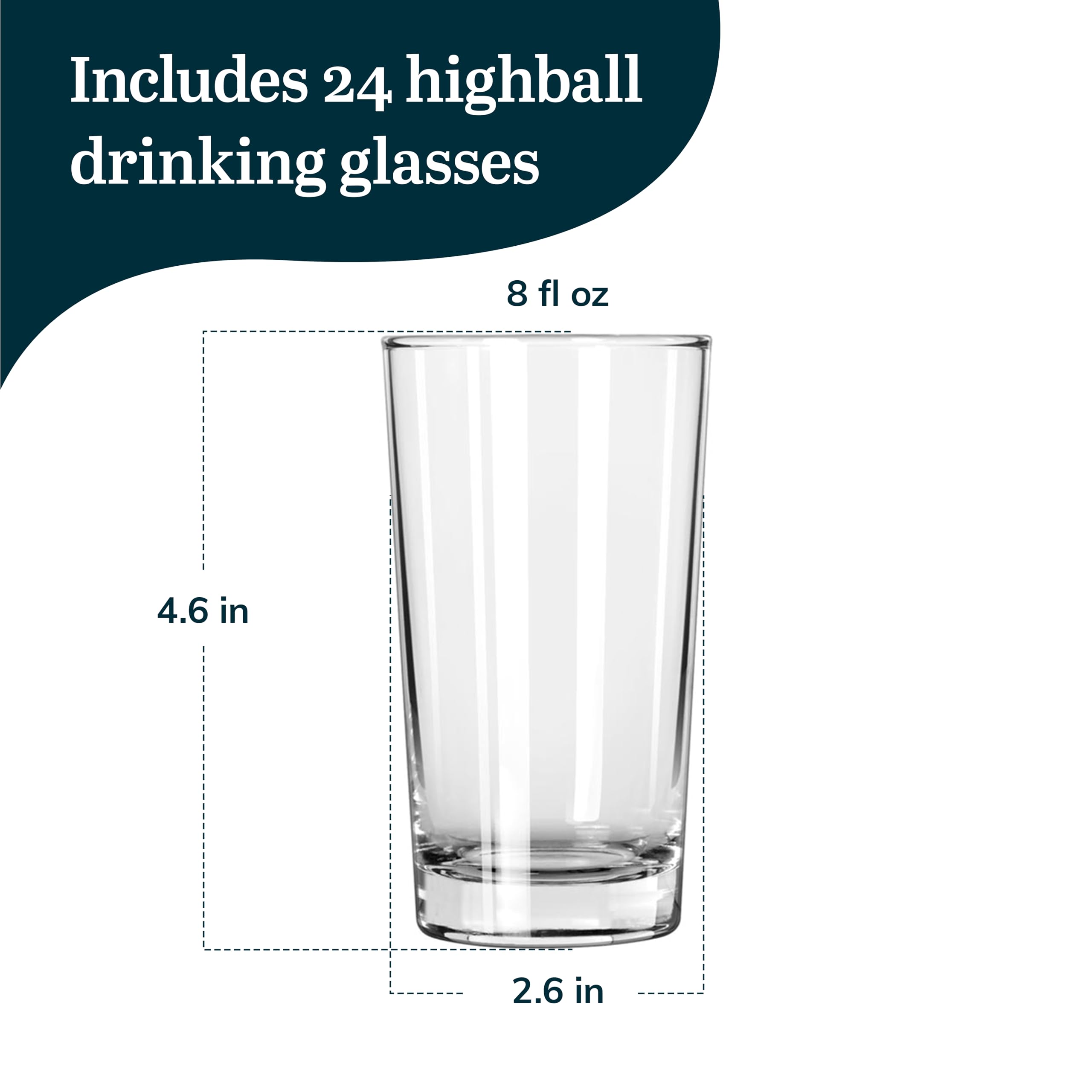 Amazon.com | Libbey 132 Heavy Base Hi-Ball Glasses, 8-ounce, Set of 24:  Highball Glasses