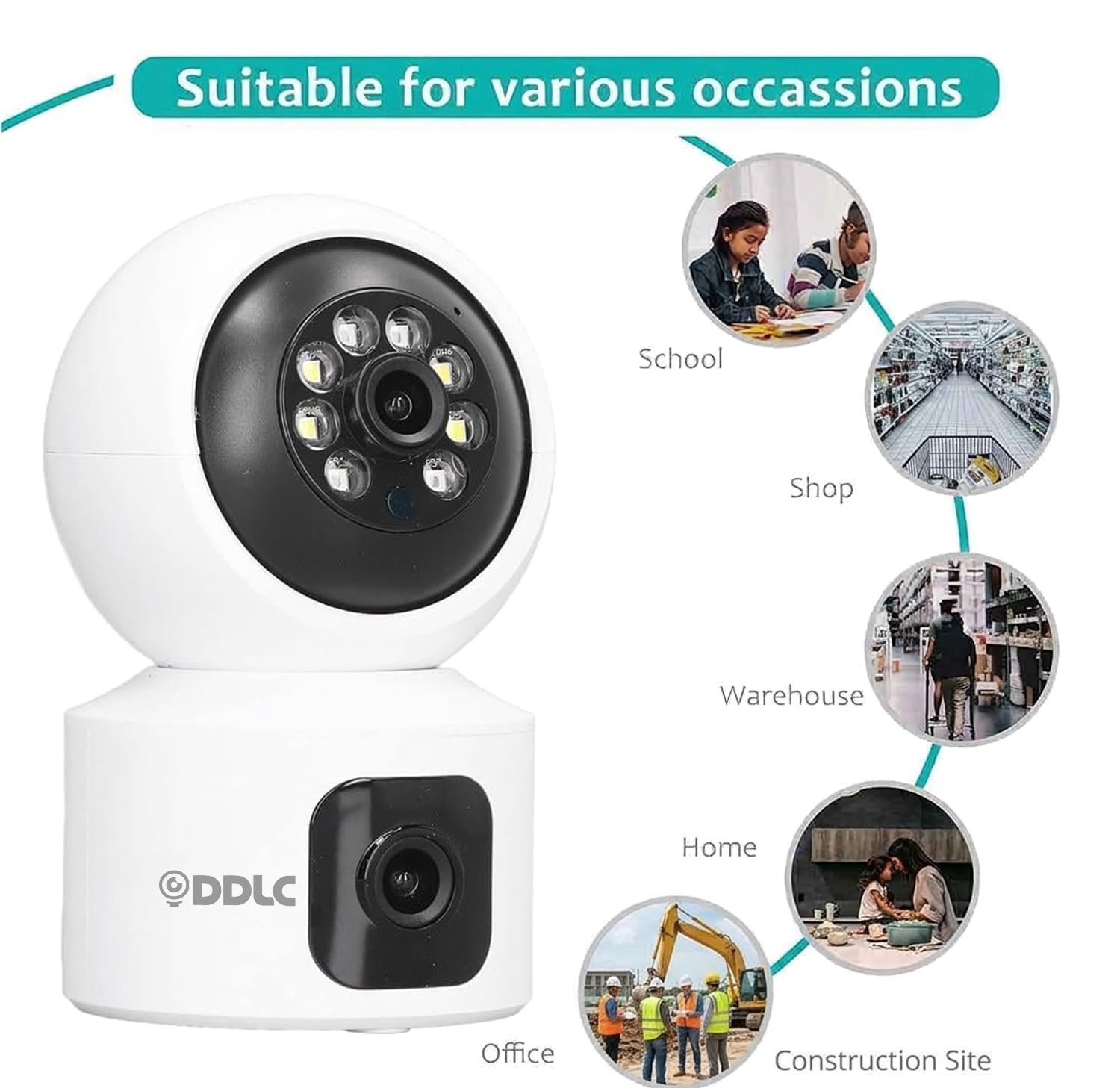 DDLC 5MP Indoor WiFi Smart CCTV Camera for Home | Full HD | Color Night Vision | Two Way Audio | Wireless Home Security Camera with Mobile App V380 Pro (CV Dual Lens) — Amazon image 8
