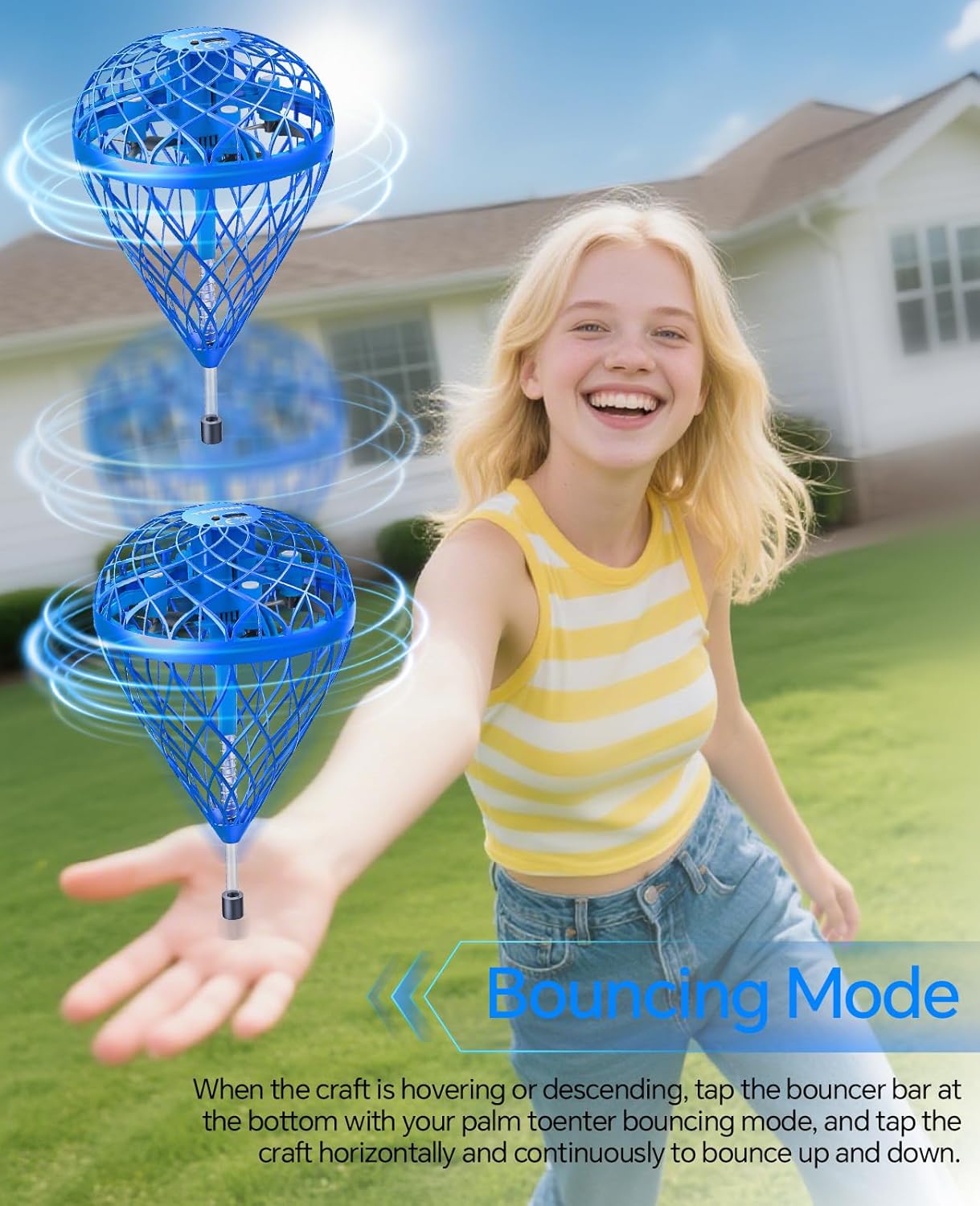 Hand Operated Mini Drones, Magic Flying Orb Ball Toys with Lights, Rechargeable Flying Spinner Outdoor Toys, for 6 7 8 9 10+ Year Old Boys Girls Teens
