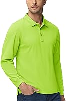 Vista 6 de MAGCOMSEN Camisas polo para hombre, 3 botones, secado rápido, manga larga, tácticas, camisa de golf