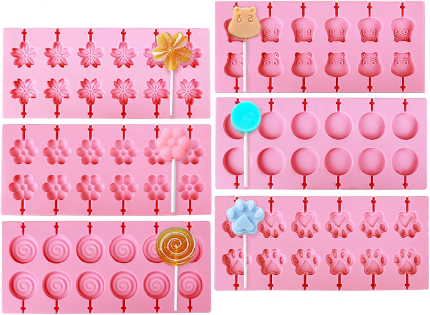 Buy Lawei 6 Pack Silicone Lollipop Molds 12 Cavity Silicone Hard
