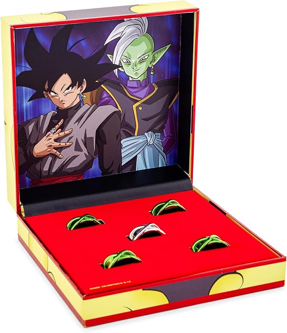 Dragon Ball Super 5-Piece Adjustable Time Ring Replica Collector's Set | Jewelry For Cosplay, Display, and Everyday Wear