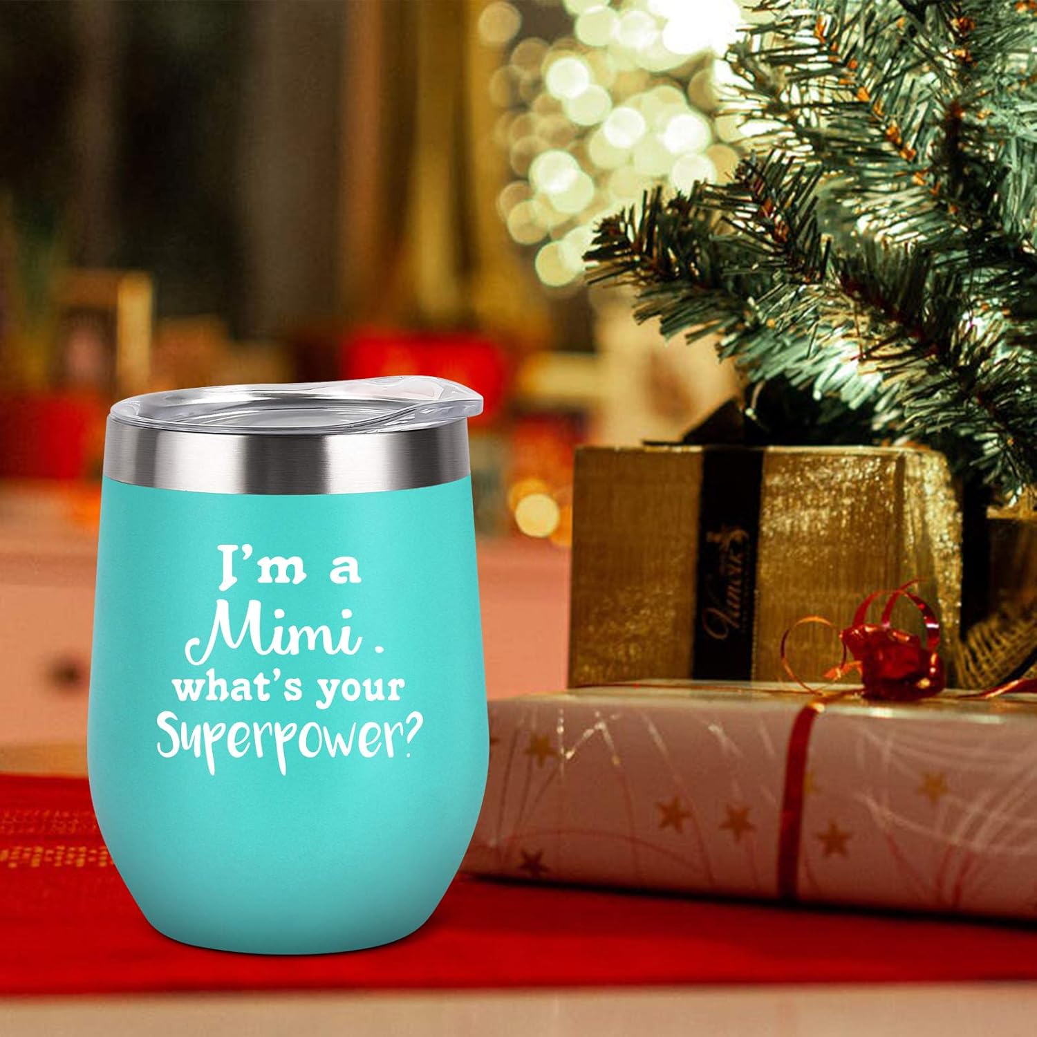 Exсluѕіvе Dіѕсоunt 90% Prісе Cpskup Gifts for Grandma-I'M A Mimi What's Your Superpower Wine Tumbler, Funny Birthday Christmas Gifts for Mimi New Mimi Grandma, Insulated Stainless Steel Wine Tumbler with Lid(12oz, Mint)