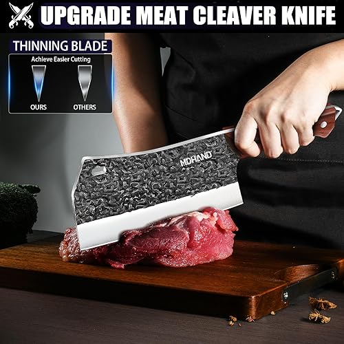 Miniatura 3 de MDHAND Juego de cuchillos de carnicero, juego de 8 cuchillos de carnicero para cortar carne, juegos de cuchillos vikingos forjados a mano con