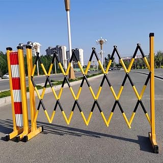 Barrera de Seguridad Vial Extensible - Puerta retráctil metálica móvil para Exteriores, garajes y Obras de construcción - Diseño Plegable, Color Negro, 120 x 400 cm