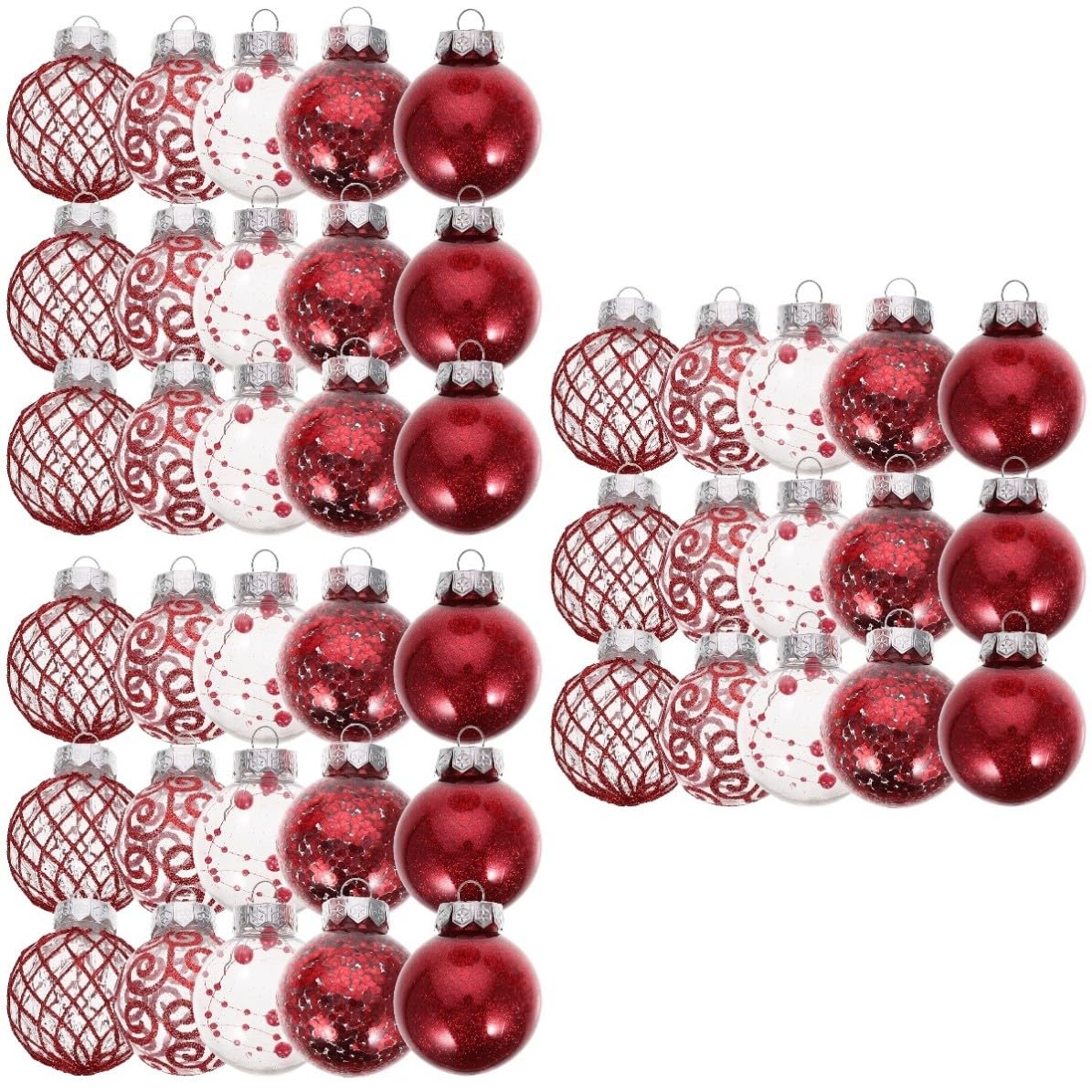 Toyvian 90 Pièces Boules de Noël Suspendues Rouges en Plastique pour Sapin | Réutilisables, Faciles à Suspendre, Décorations Polyvalentes, Lot Festif pour Arbre de Noël