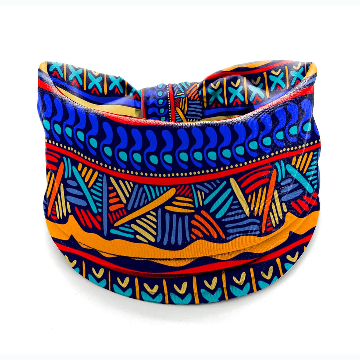 winthrop African Tribal Headbands for Women – 4 Pack Boho Ethnic Print Wide Stretchy Head Wraps, Vibrant Boho Turban Hair Bands for Workout, Festival, Vacation Style image 2