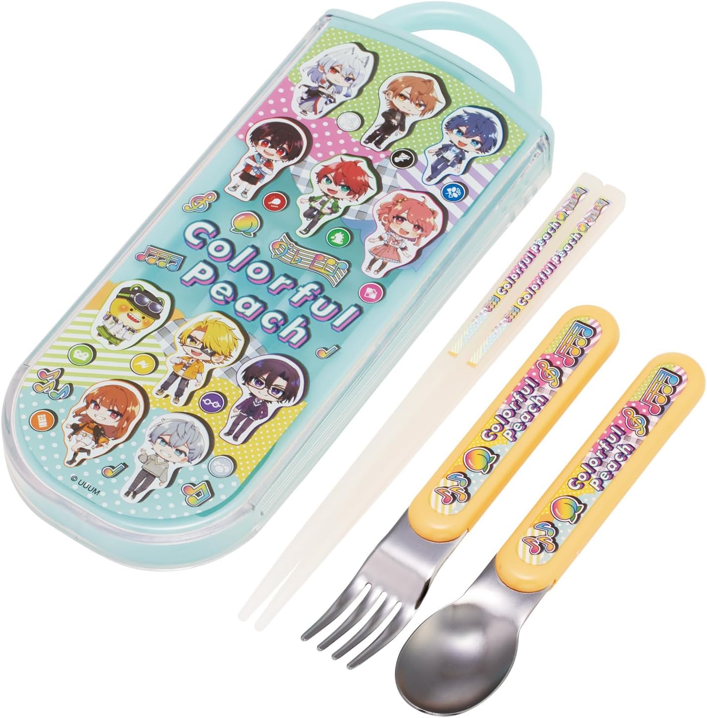 Skater TACC2-A Children's Trio Set Chopsticks, Spoon, Fork, 6.5 inches (16.5 cm), Colorful Peach 26, Boys and Girls