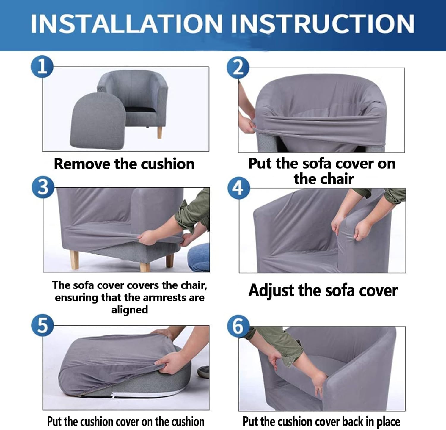 Konsilsa Velvet Club Chair Slipcover, Stretch Jacquard Seat Cushion Tub Chair Covers Round Tub Accent Armchair Cover Reusable Sofa Covers Living Room Bedroom Office Dining Room Barrel Chair Protector