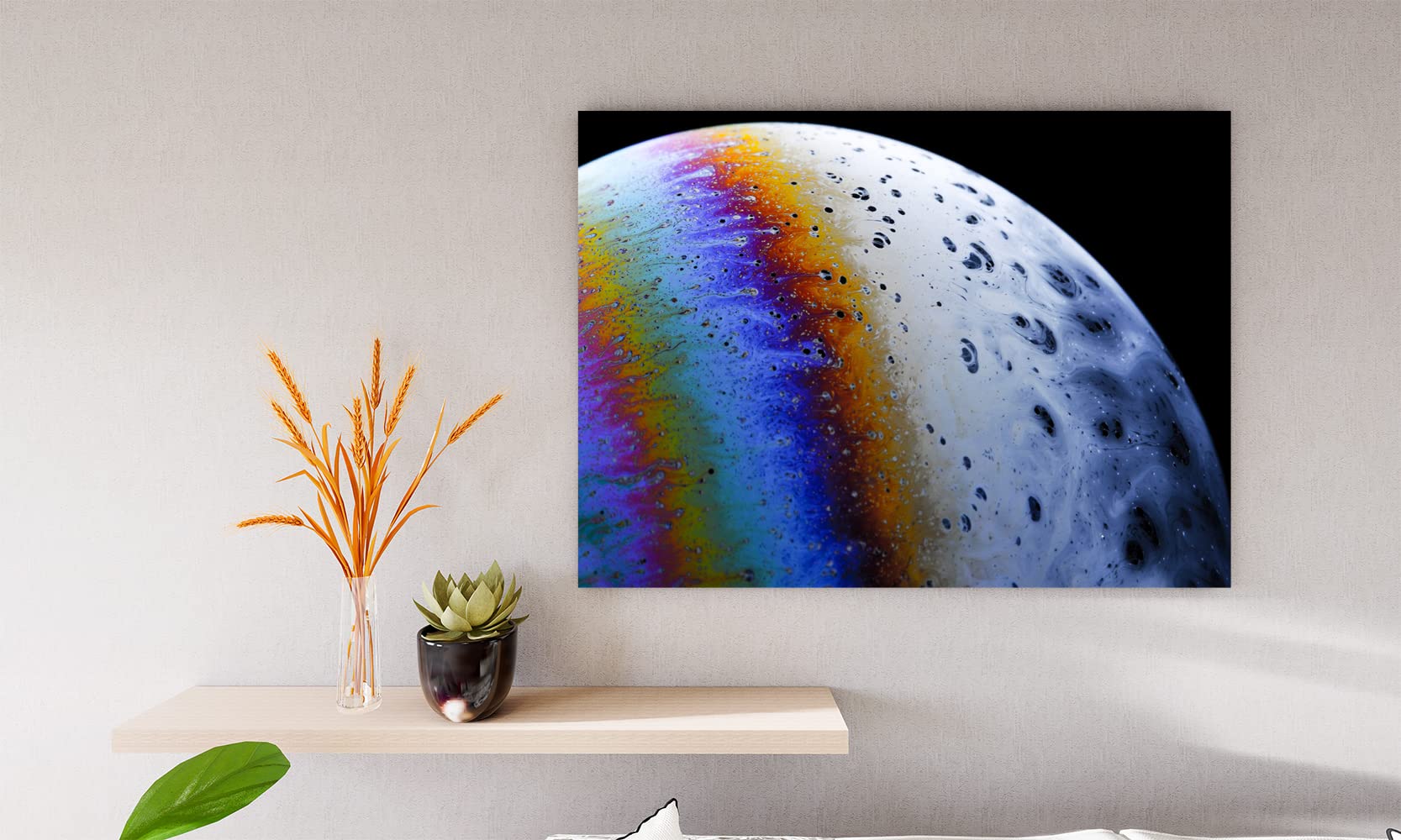 VERRE ART Printed Framed Canvas Painting for Home Decor Office Studio Wall Living Room Decoration (14x10inch Wrapped) - Scifi Melting Planet