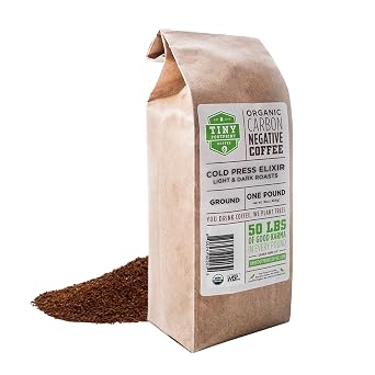 Tiny Footprint Coffee - Organic Cold Brew & Press Elixir | Blend of Light & Dark Roasts | Shade-Gown Ground Coffee, Carbon Negative, 16 Ounce