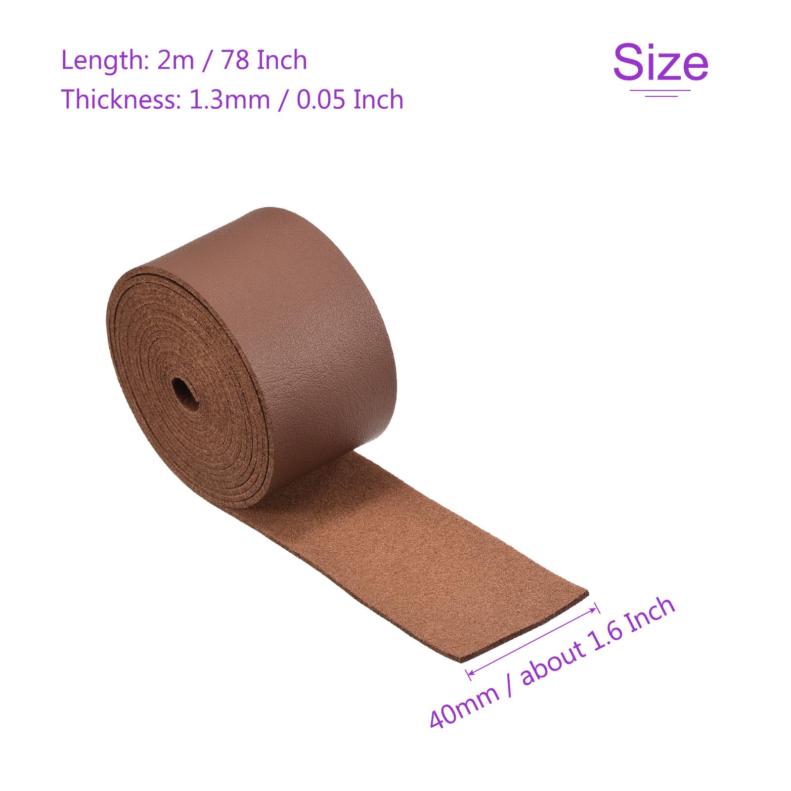 DMiotech Red Brown Faux Leather Strap 1.6 Inch Wide 78 Inch Long Flat Leather Belt Strip 1.3mm Thick Single Sided Cord for Arts Craft DIY Traction Ropes - Image 3