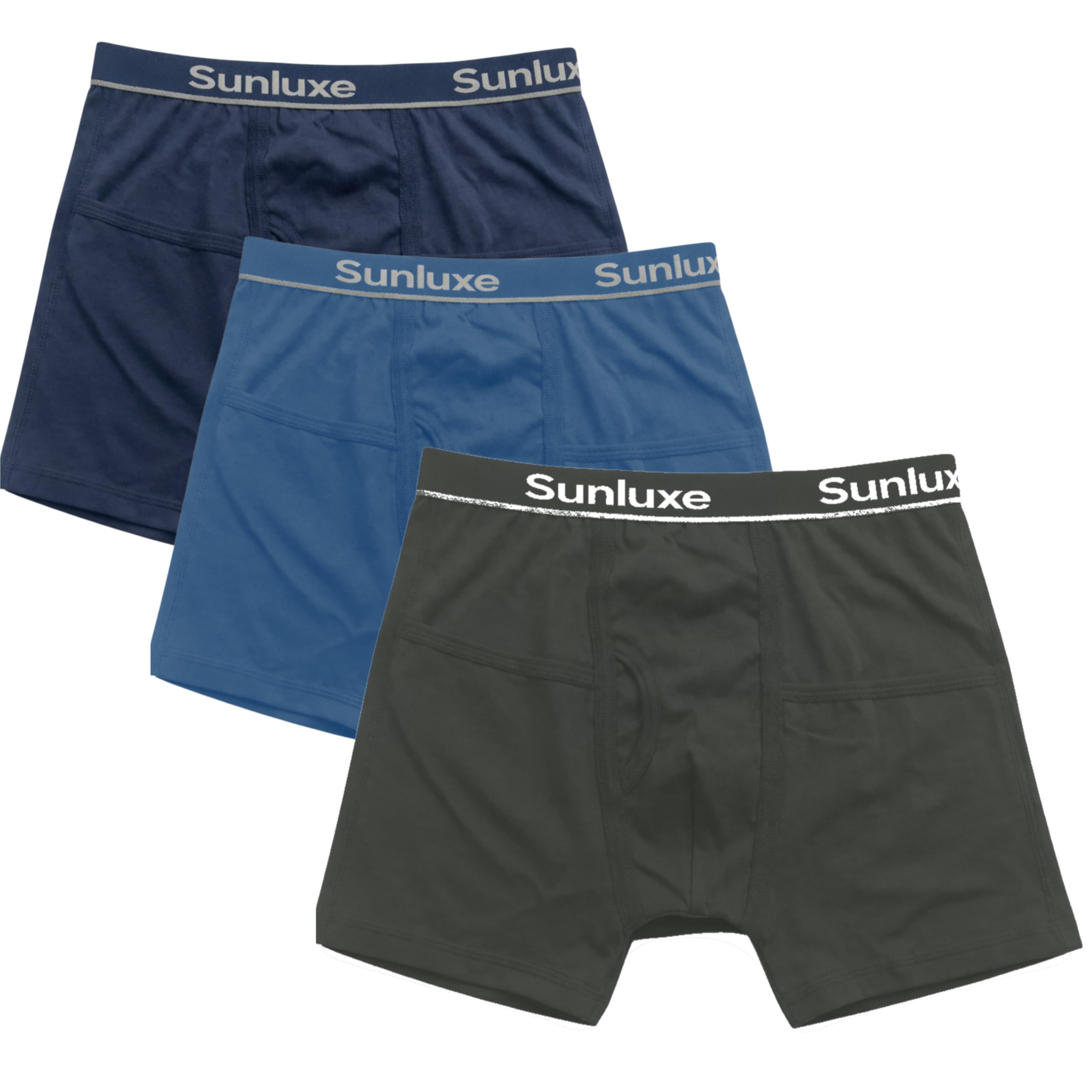 sunluxe Sunluxe3012 Men's Super Combed Cotton Rib Solid Pocket Trunks with Ultrasoft Waistband (Pack of 3)_Multi Colour-picture-10