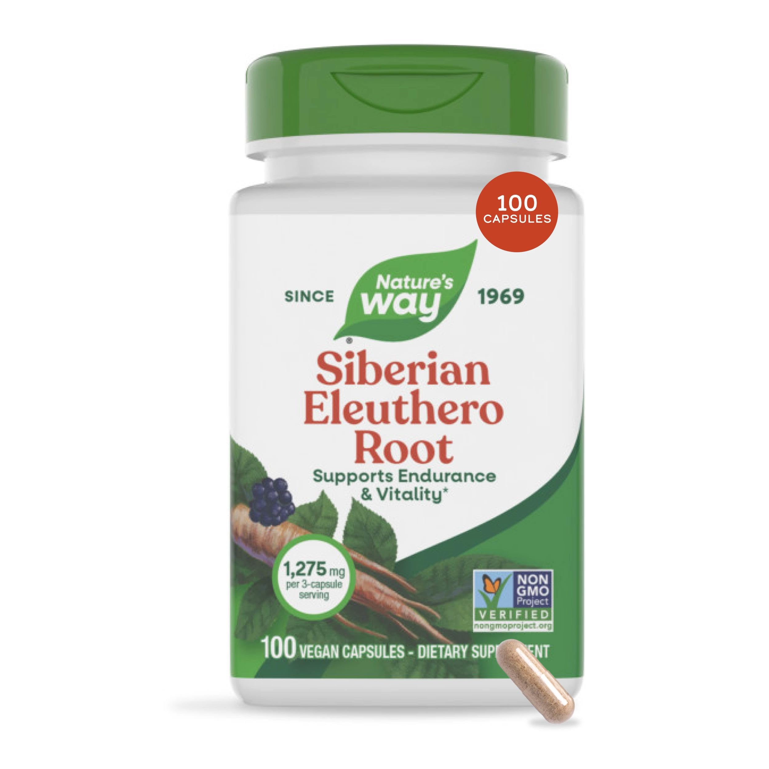 Nature's Way Siberian Eleuthero Root Supplement, Adaptogen, 100 ct