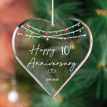 ZUNON 10 Year for Him 10th Wedding Couple Marriage Husband Ornament Hanging Decorations 3 Christmas Ornaments 2026 (10th Anniversary