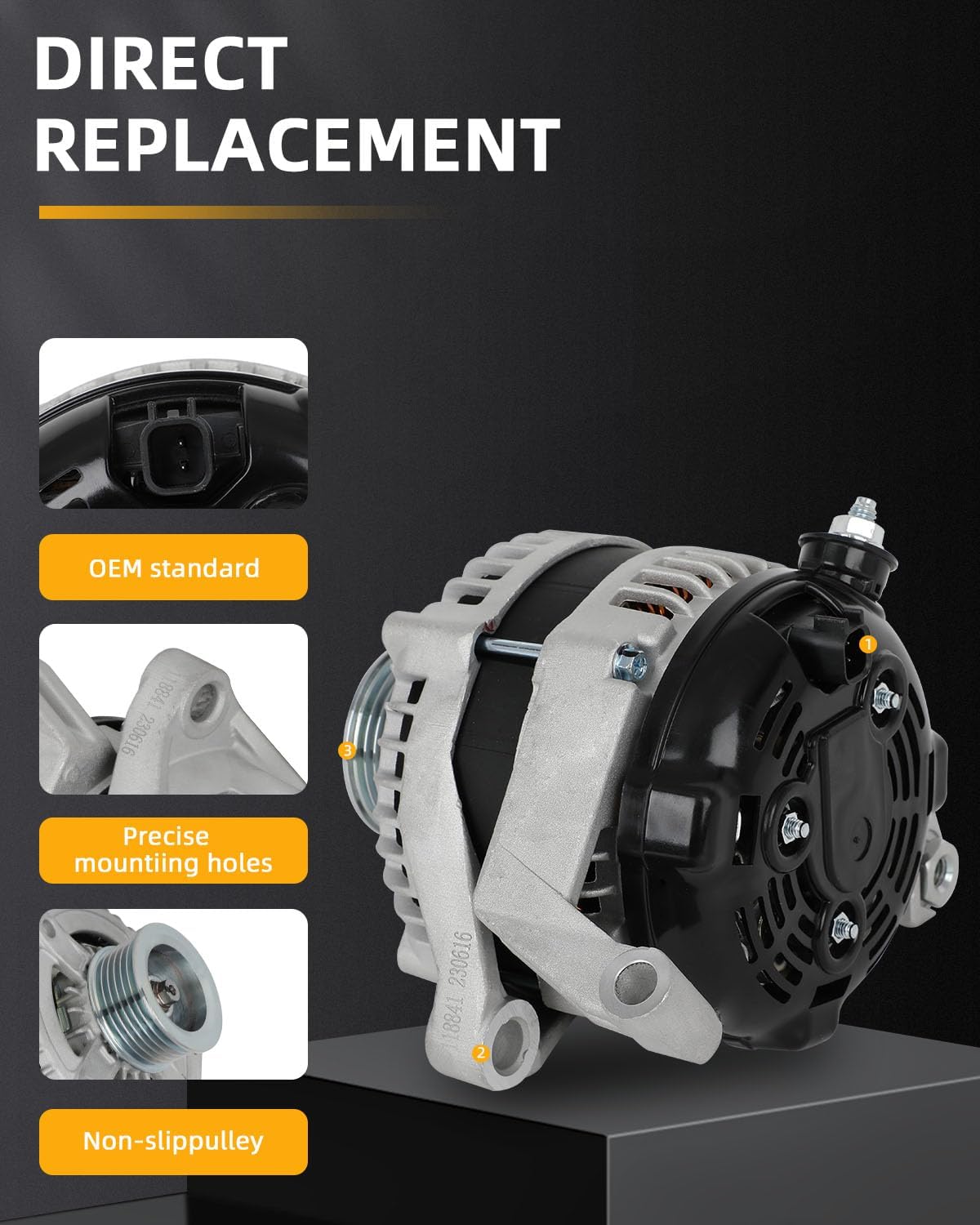 11240 Alternator Fits for Chrysler Aspen 4.7L 2007 for Dodge Ram 1500 3.7L 2009-2010 for Dodge Durango 4.7L 2007 for Dodge Nitro 3.7L 2007-2010, 56029914A 56029914AD