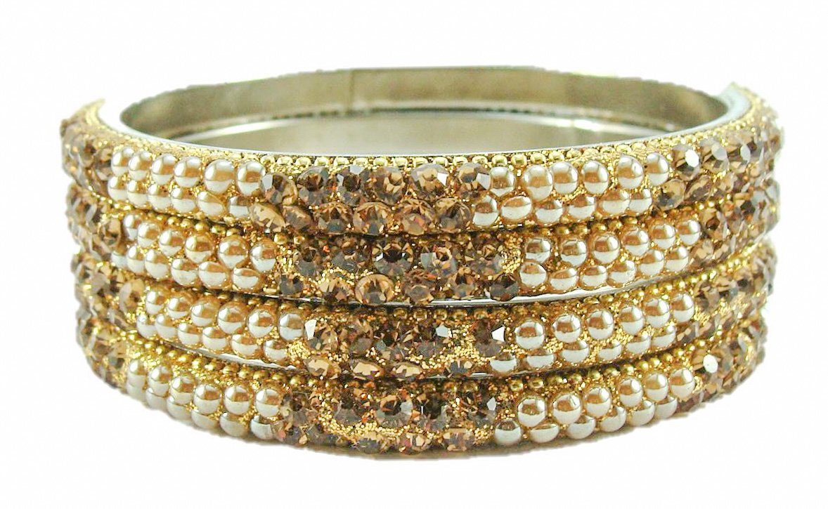 Sukriti Rajasthani Golden Brass Bangles Set of 4 Pack of 4 - Image 1
