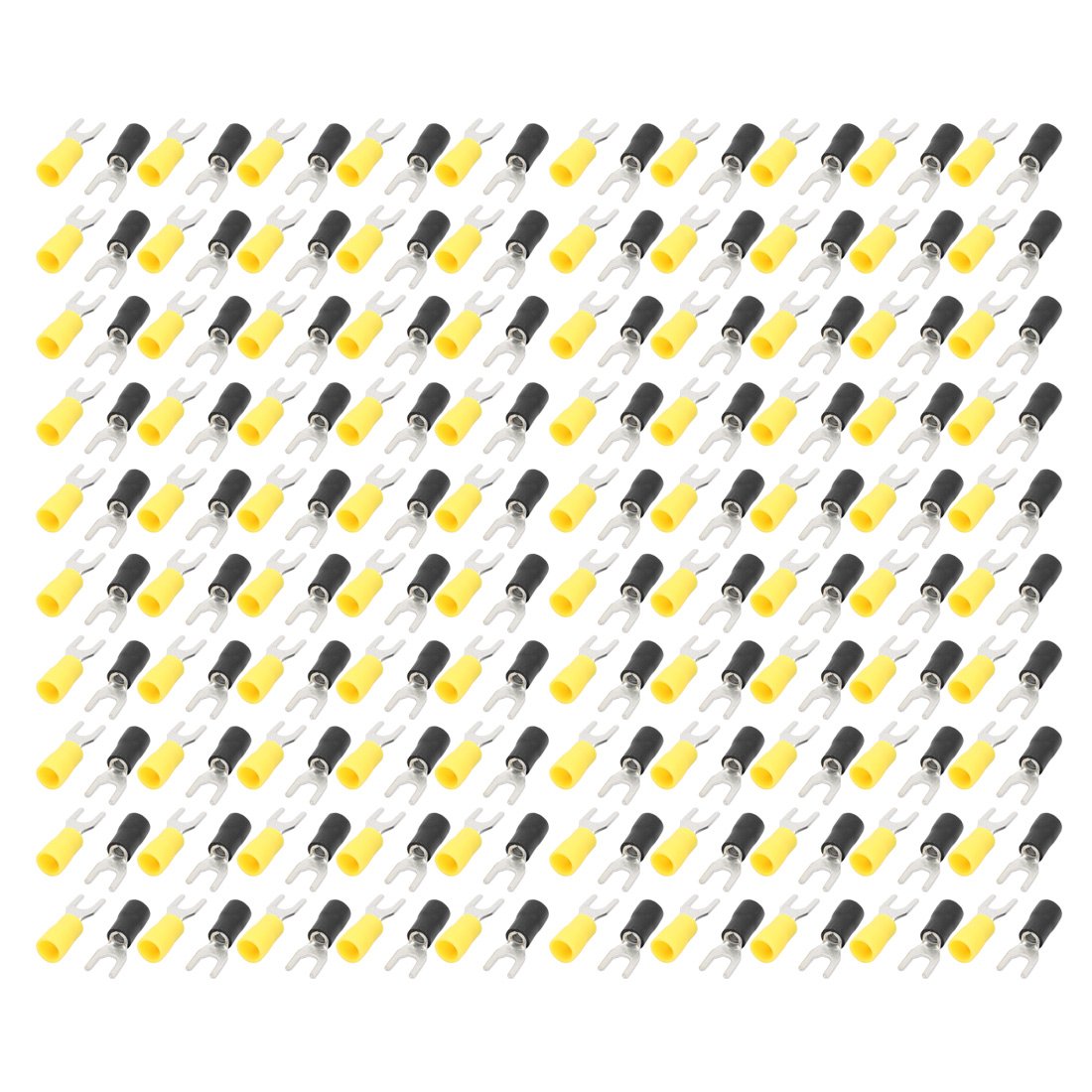 200Pcs AWG 12-10 U-Type Crimp Terminals Insulated Wire Connectors Spade Yellow Black (06b87de83fbfec804e08d8e08cf76330)