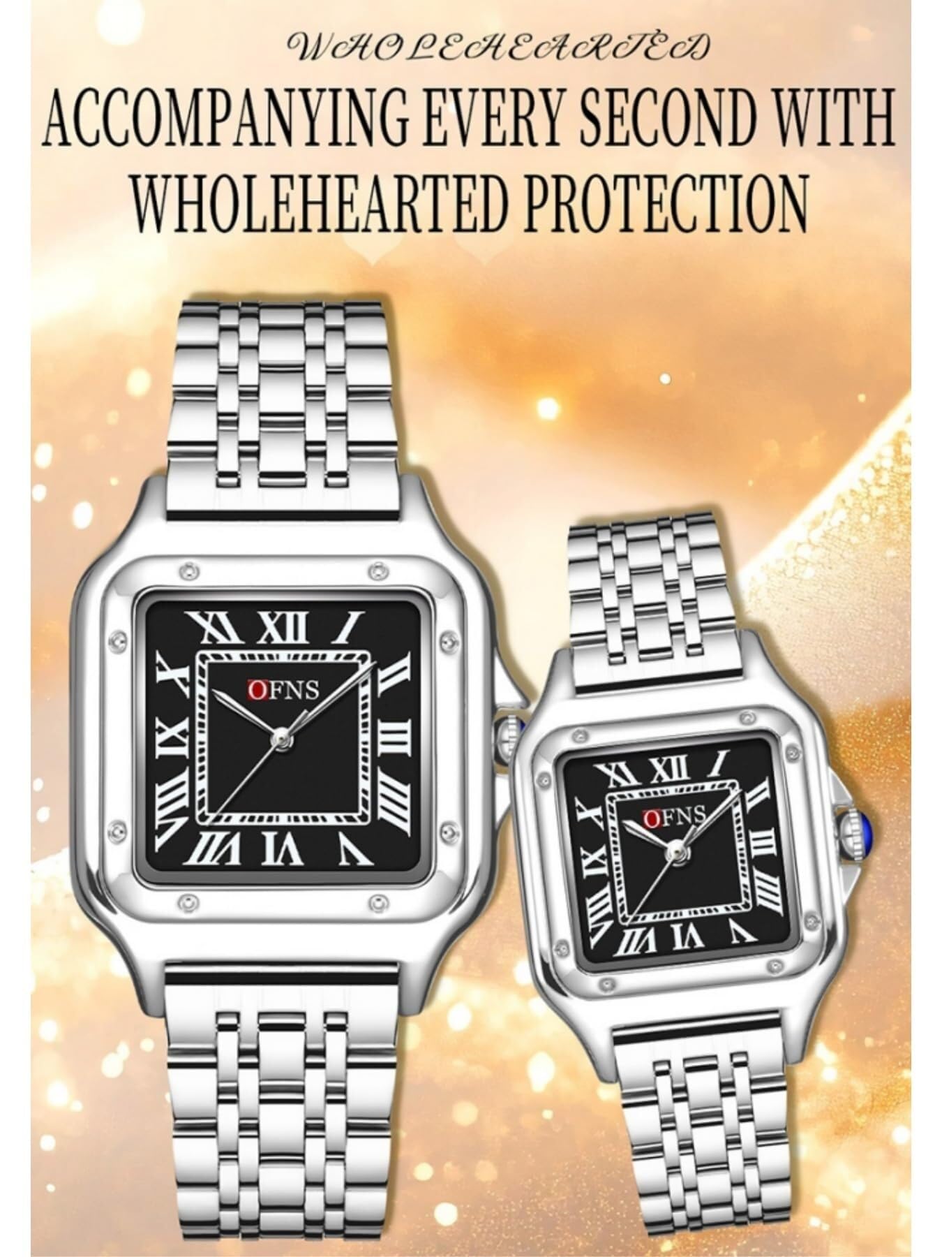 Montre carrée classique à quartz analogique facile à lire pour femme avec bracelet d'extension en acier inoxydable, cadran romain pour homme et femme