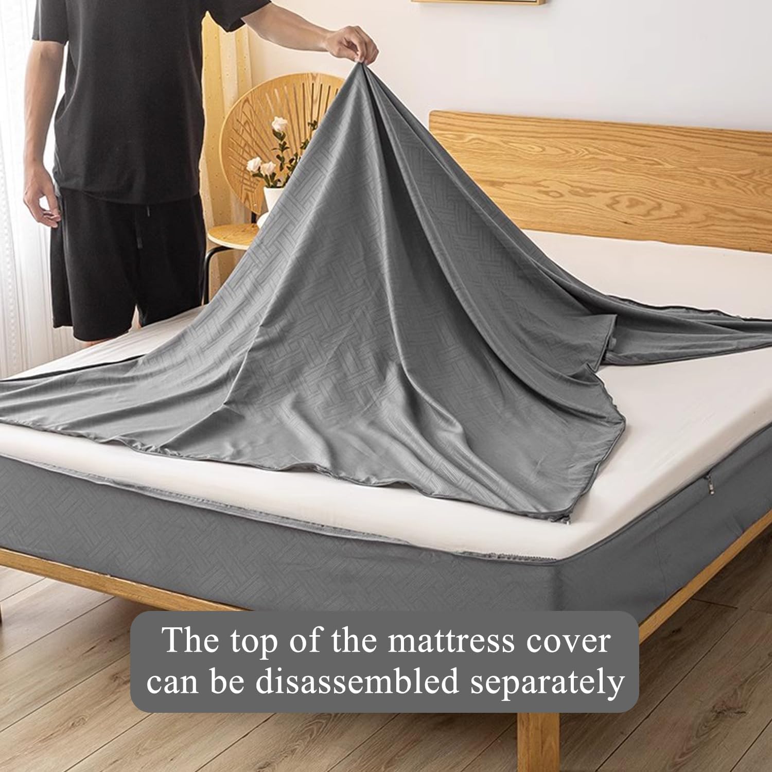 Pink/b,90x200+10cm(Twin),LDLCYCN Single Mattress Protector Cover with Zip Mattress Encasement Cover Comfortable Breathable Fitted Sheet Dustproof Mattress Topper 360°Full Wrap Mattress Cover