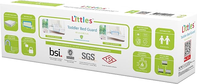 Little's Bed Guard Rail for Toddler, Child & Baby. Fits Single, Double Up to King Size Beds, Grey, 83 cm x 48.5 cm