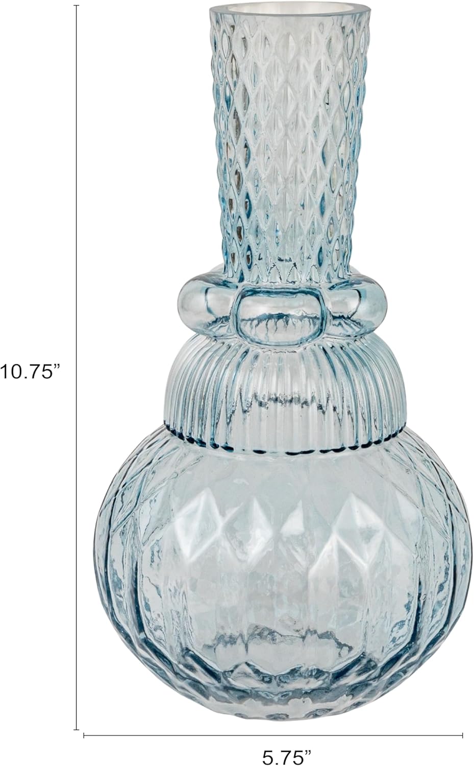 Creative Co-Op Round Pressed Tapered Glass Vase, Blue