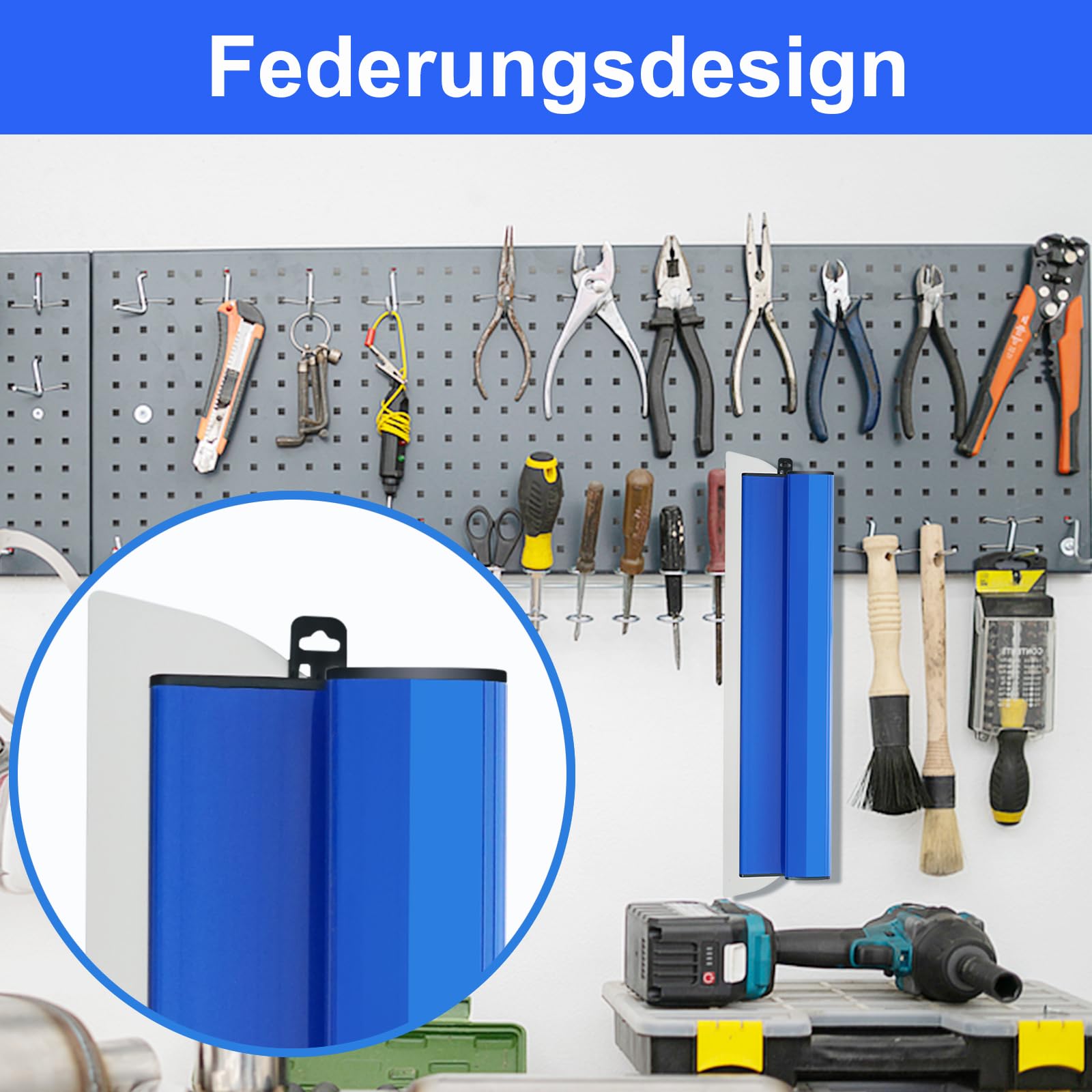 Spatola per superfici da 40 cm, in acciaio inox, lama liscia (0,45 mm) con protezione lama, strumento per grandi aree di lavoro, decorazione da parete, blu | Set di spatole professionali per superfici