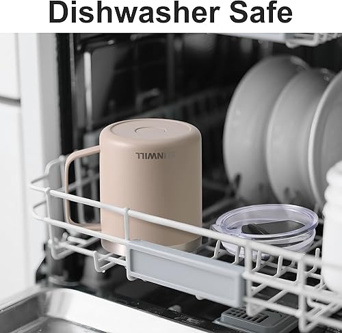 Miniatura 5 de SUNWILL - Taza de café aislada con tapa de acero inoxidable, con asa, de 14 onzas para el hogar, viajes, oficina, cumpleaños, recubrimiento en polvo