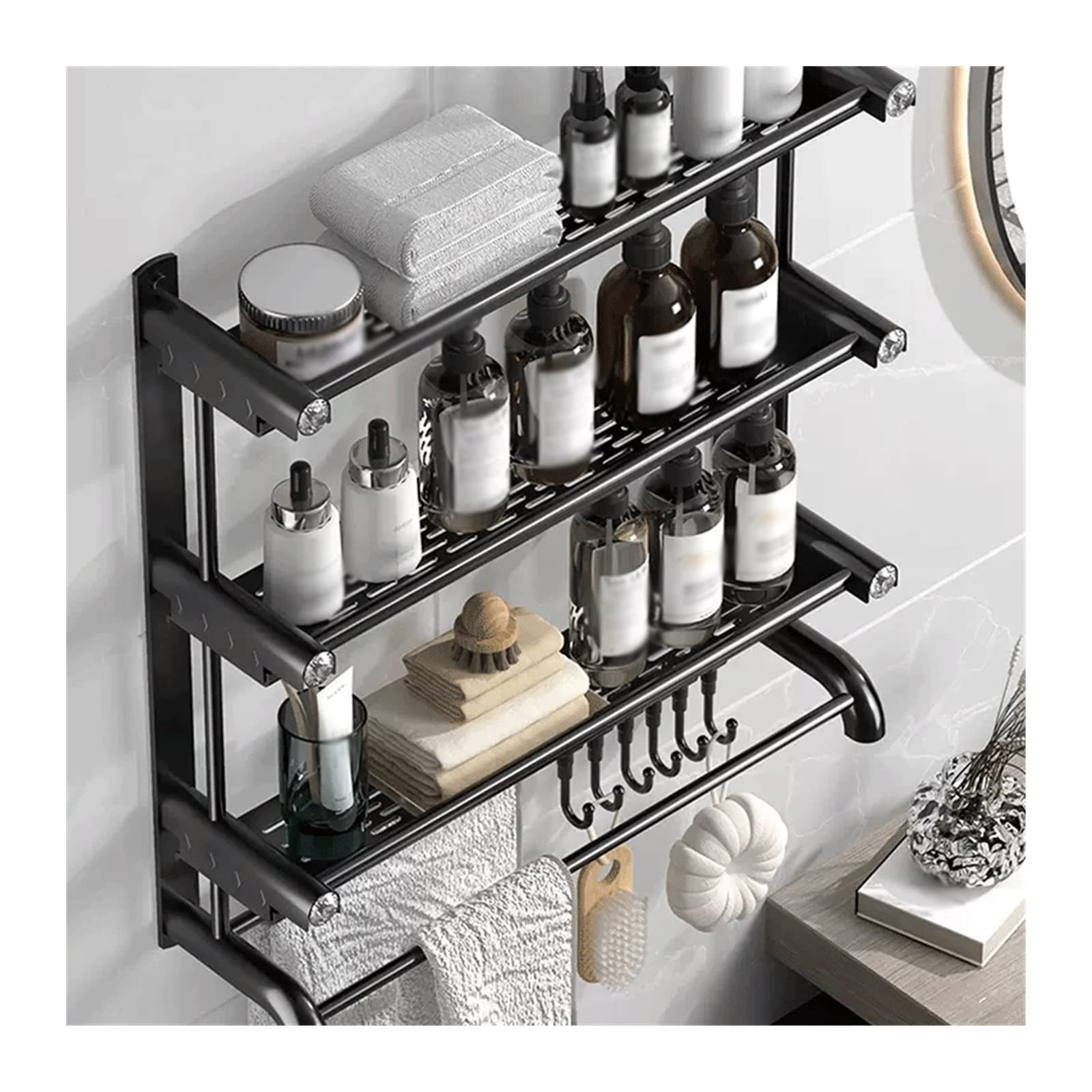 Ripiano per doccia Rack di stoccaggio Lavabo for WC semplice in metallo a tre strati Organizer(40)