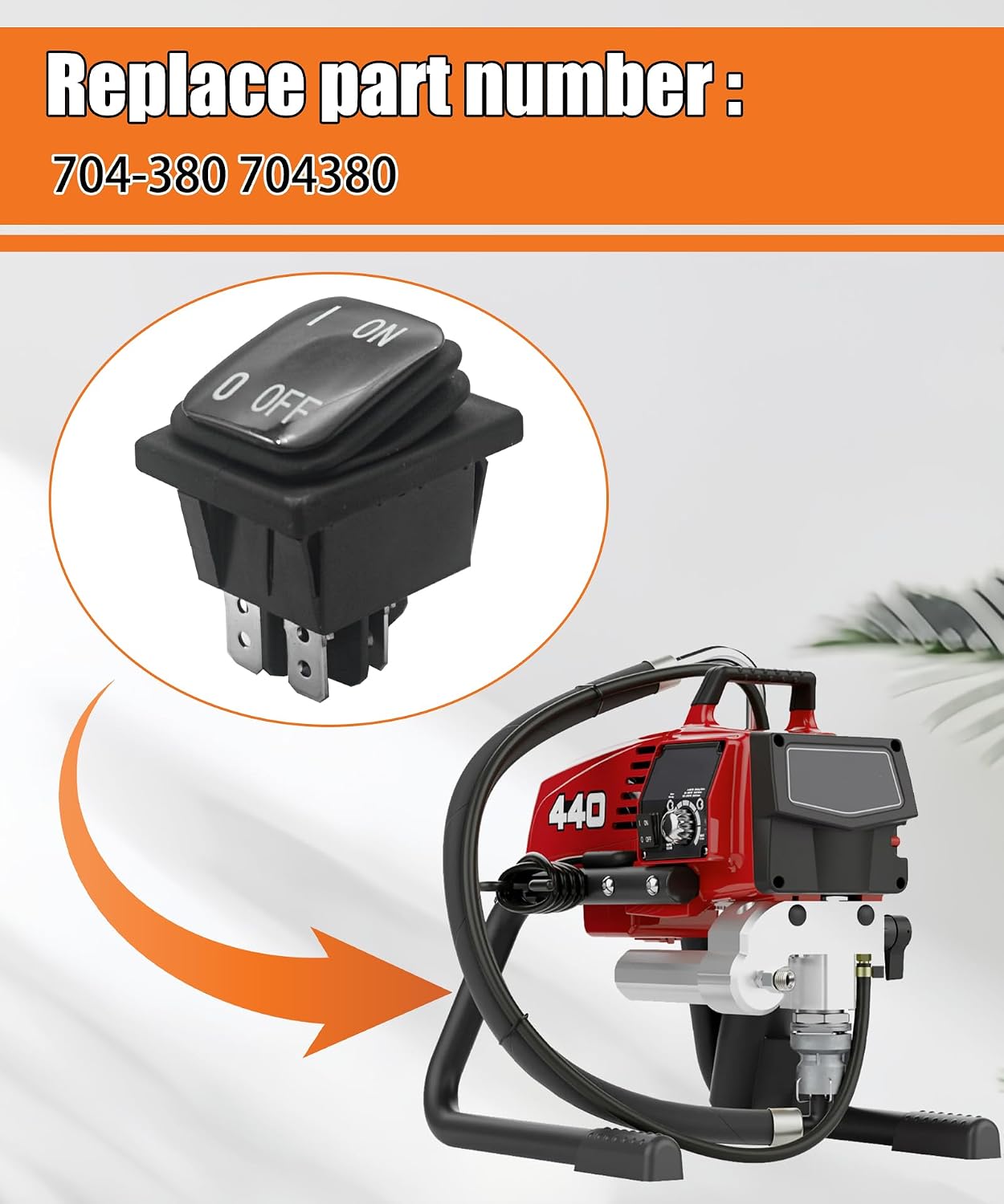 2PCS 704-380 Rocker Switch Replacement | Compatible with Titan 440 Electric Airless Paint Sprayer, Replace 704380